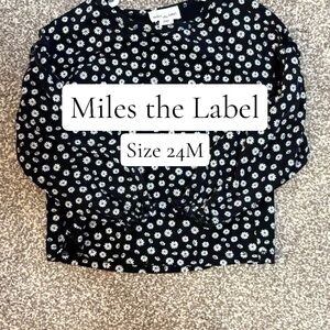 Miles the Label Black Daisy Print Long-Sleeve Top - 24M